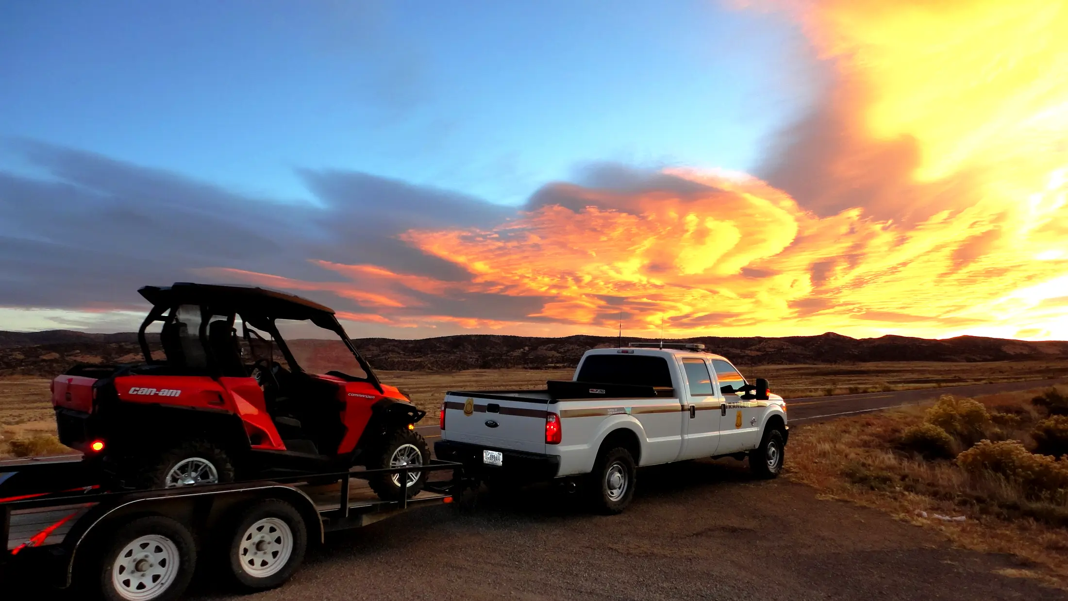 Crew trucks ready for the day’s work